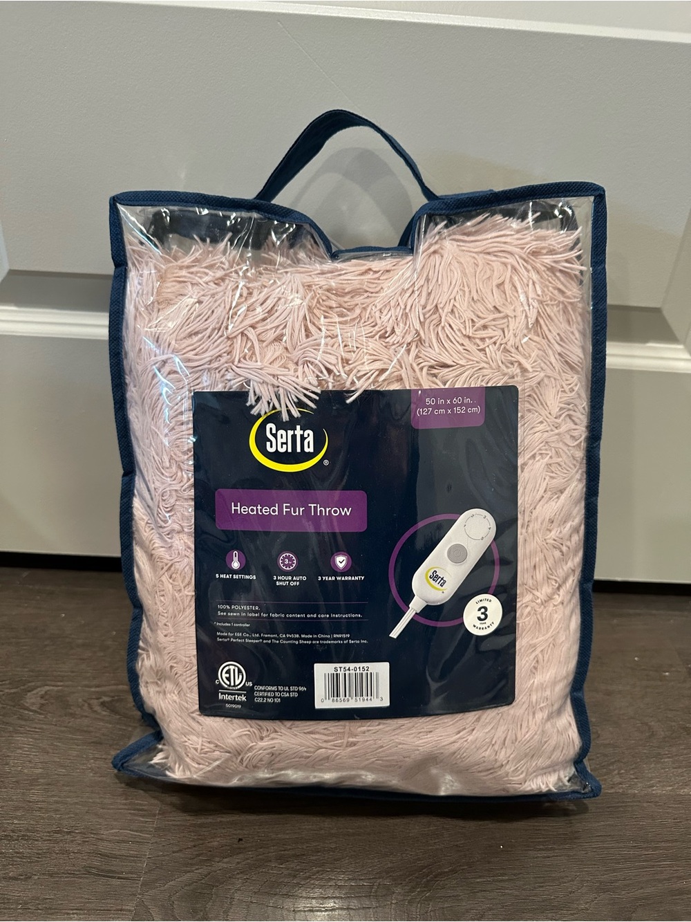Serta Plush Heated Fur Throw Blanket in Pink